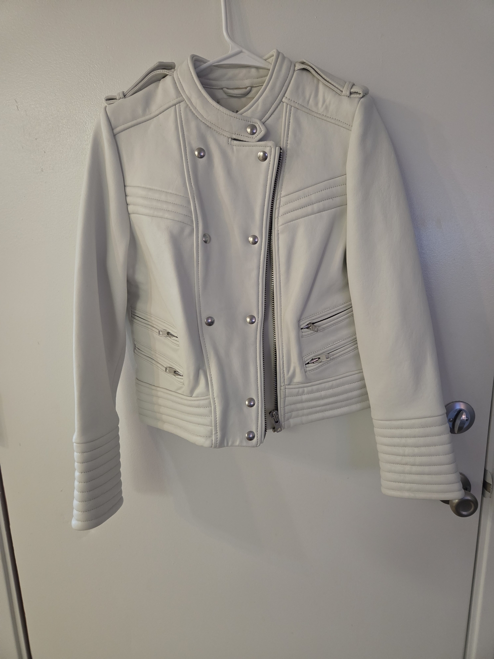 IRO White Quilted Rojan Lamb Leather Jacket